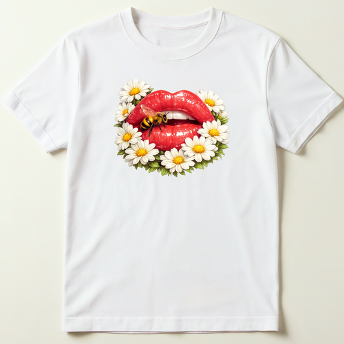 Blooming Lips Graphic T-Shirt (Plus Size)