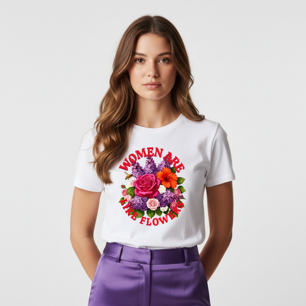 Women & Flowers Graphic T-Shirt