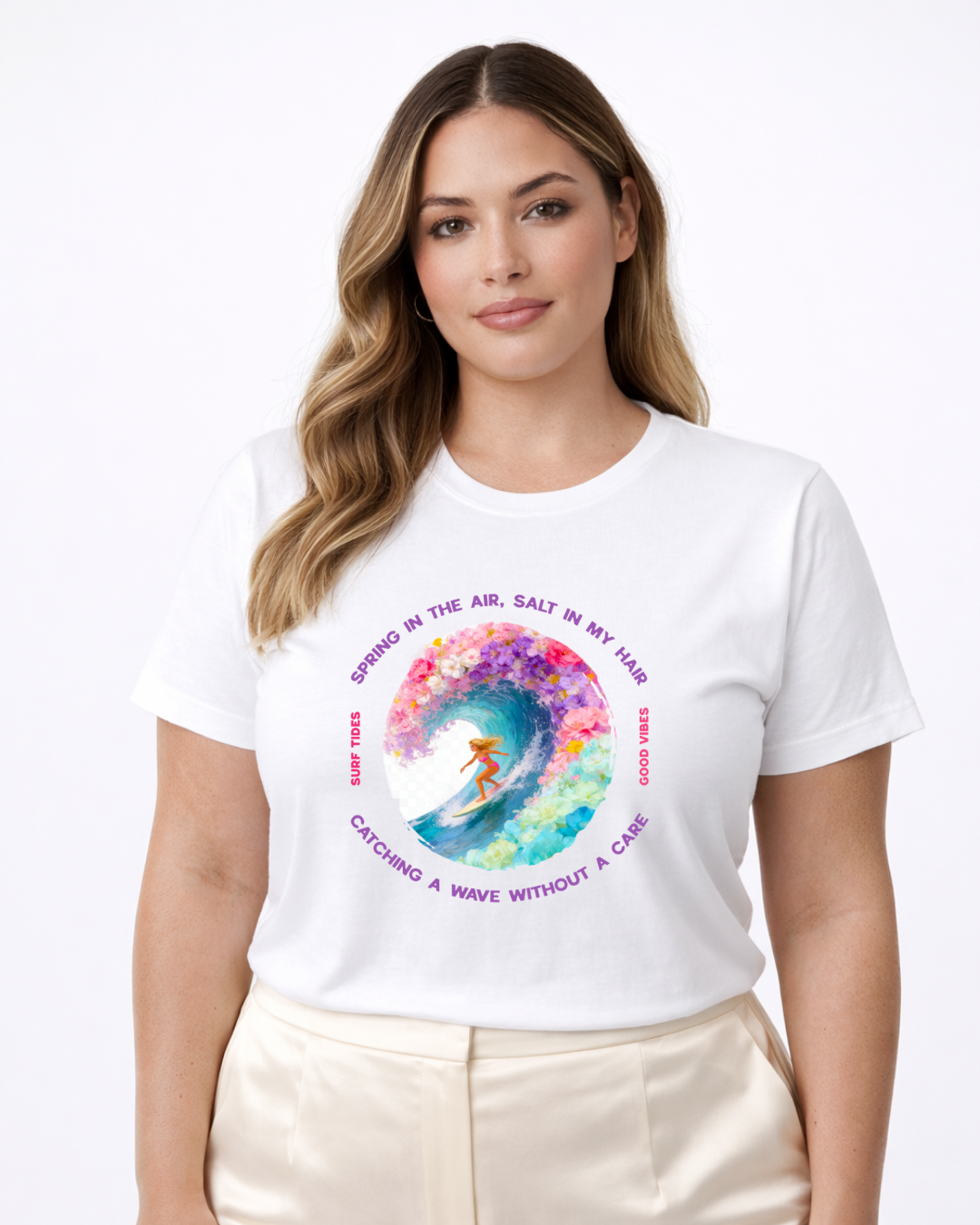 Spring Surf Graphic T-Shirt (Plus Size)