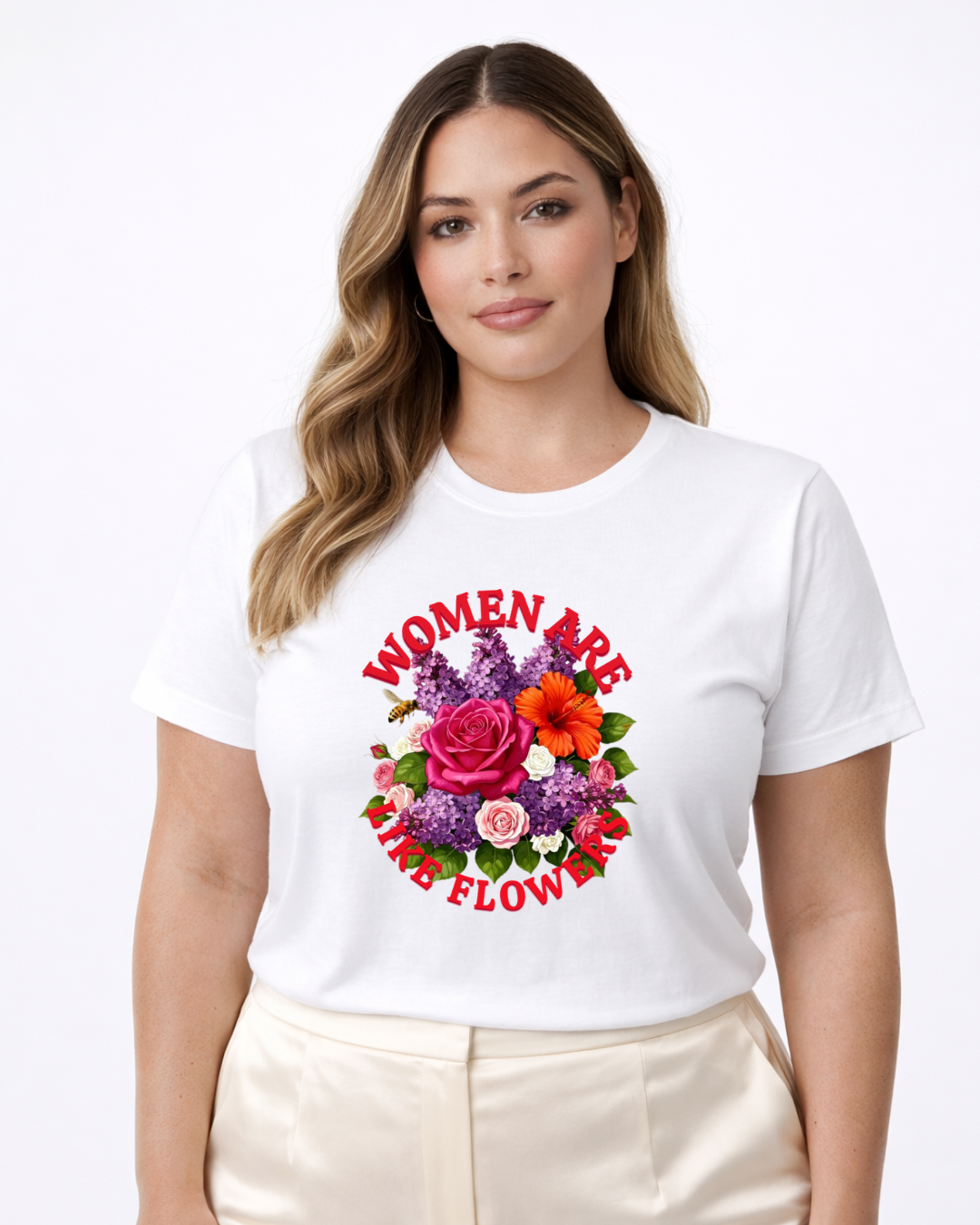 Women & Flowers Graphic T-Shirt (Plus Size)