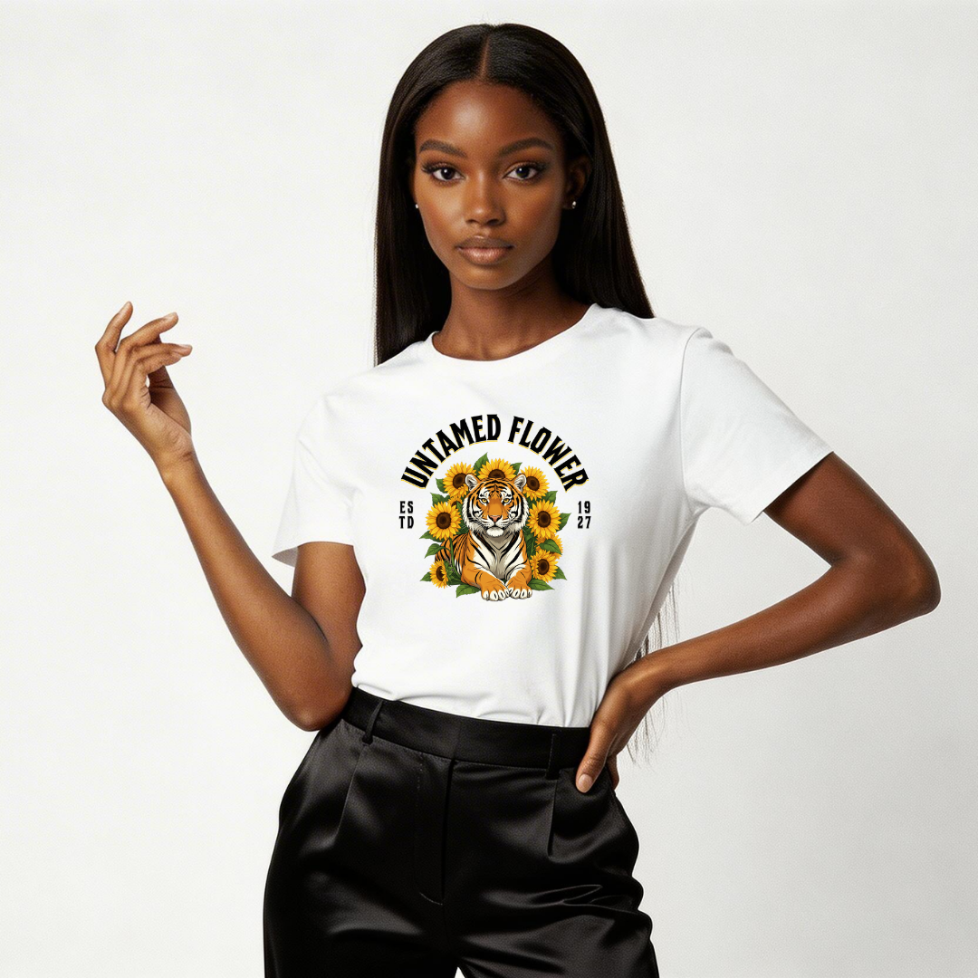 Untamed Flower Tiger Graphic T-Shirt
