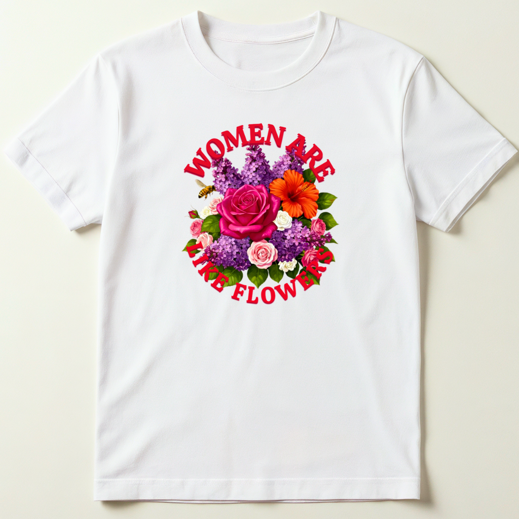 Women & Flowers Graphic T-Shirt (Plus Size)